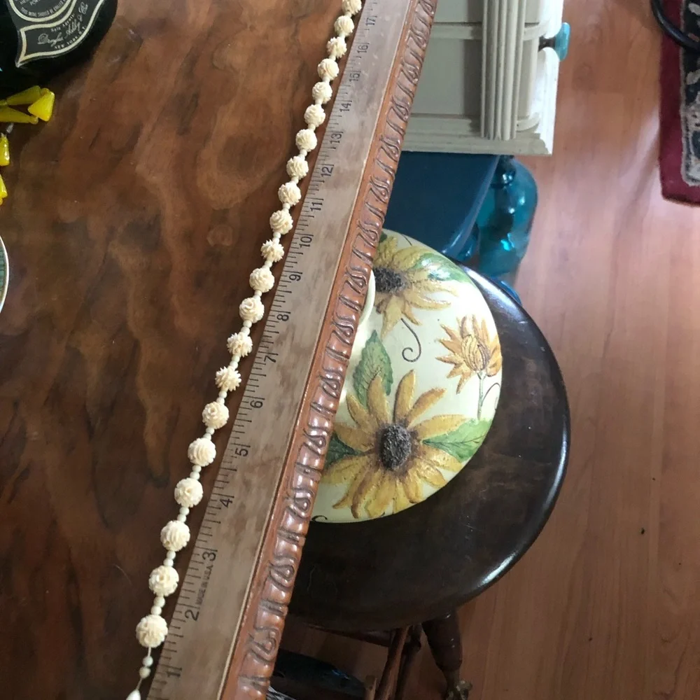 Antique Carved Roses Ivory Necklace
